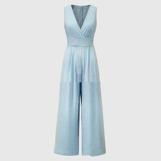 Women's Solid Color Wide Leg Jumpsuit