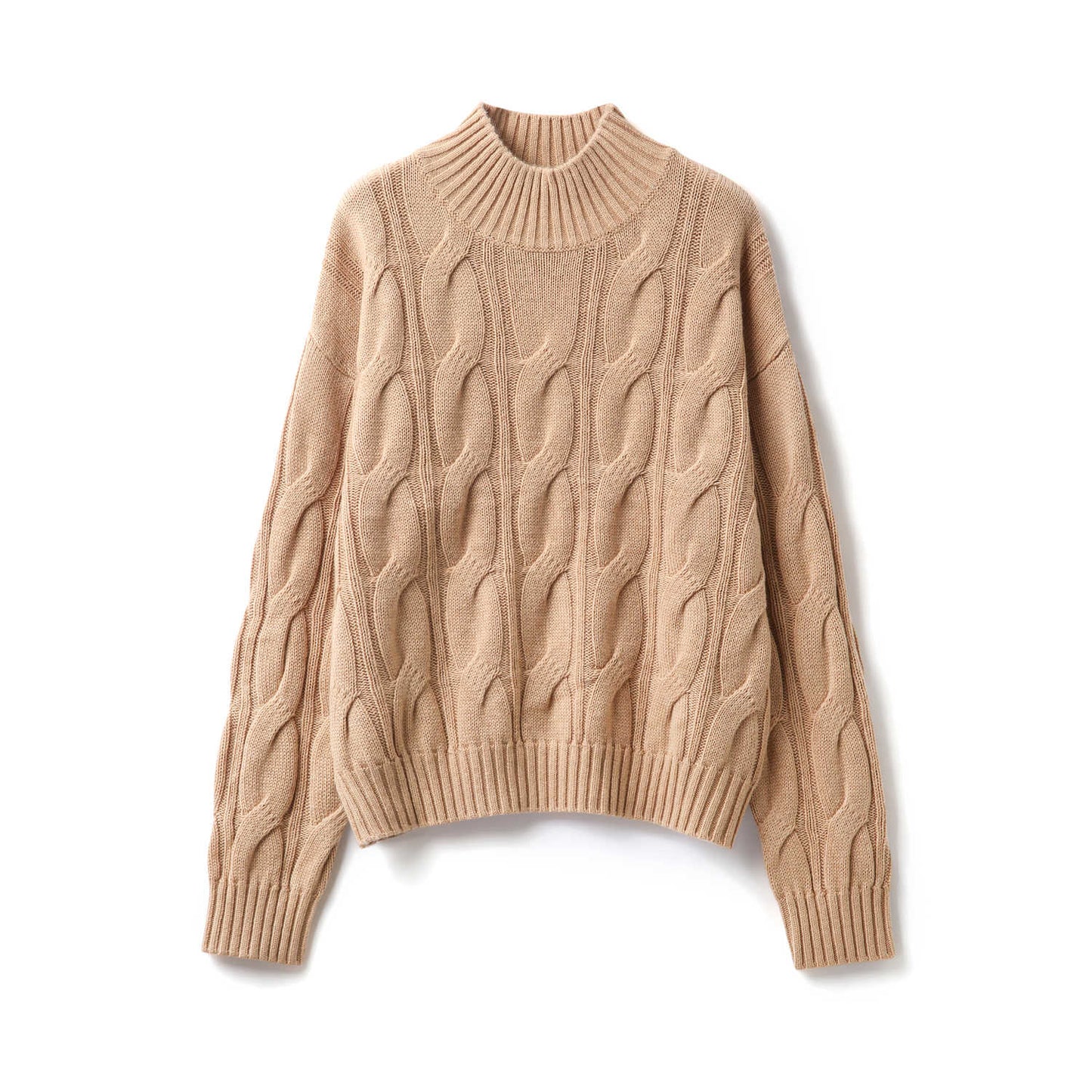 Kunstnerisk Vintage snoet mønster, heluld, rullekrave, droppede skuldre, strikket pullover, efterår, damer