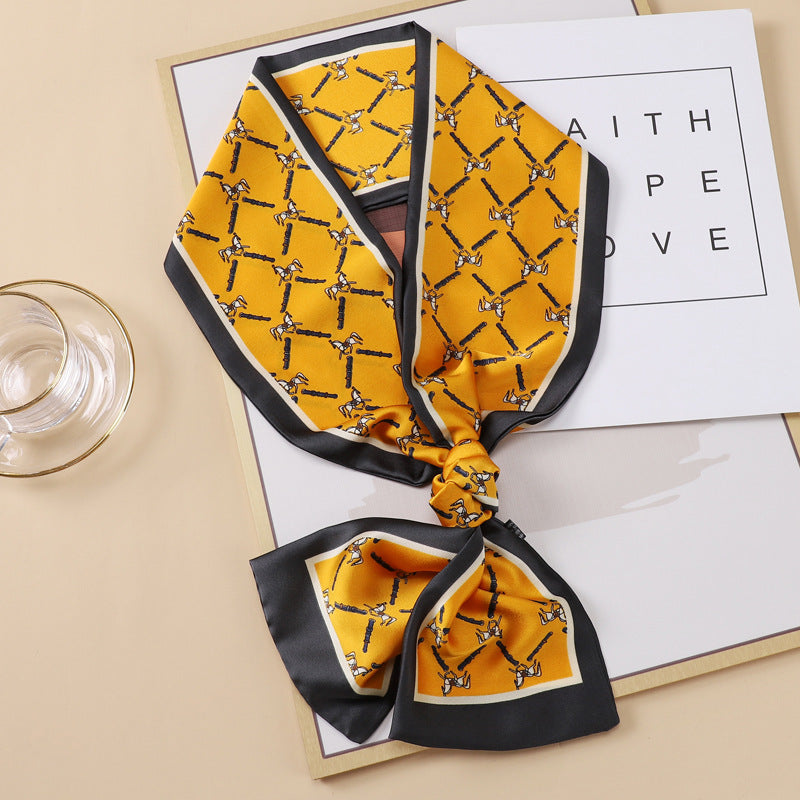 Small Silk Scarf Thin And Long Hair Binding Double Layer