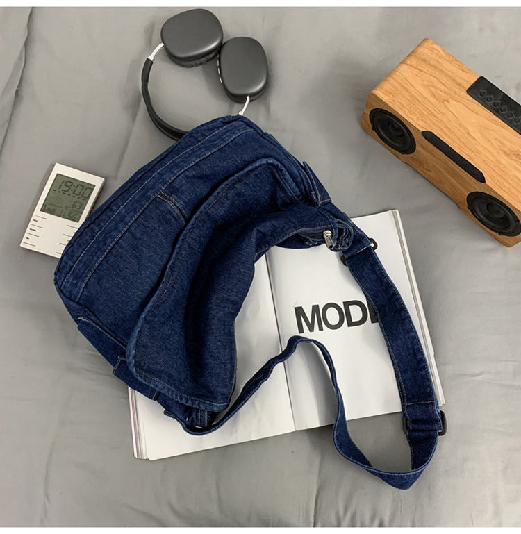 Women's Washed Denim Retro Korean Type Shoulder Bag