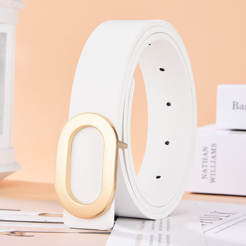 Simple And Versatile Oval Alloy Buckle Ladies Belt