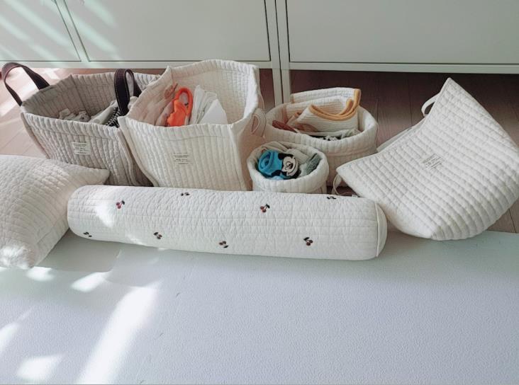 Vatteret Broderet Håndtaske Baby Sengeopbevaringstaske