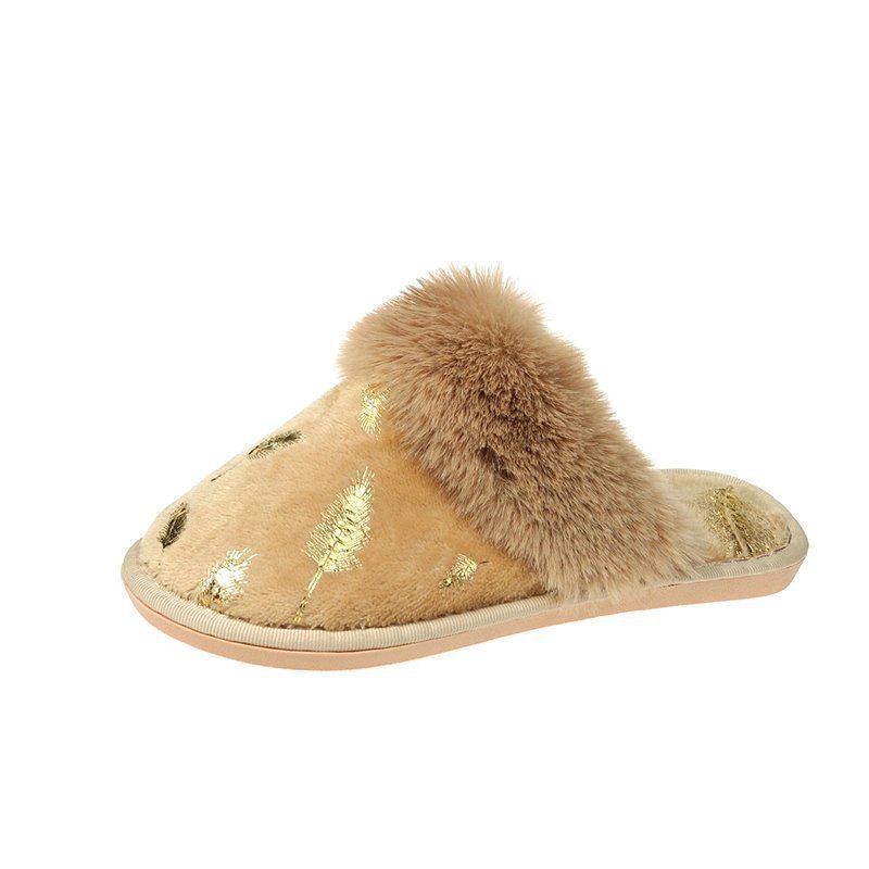 New European and American Home Furnishing Plus Velvet Plus Size Plush Cotton Slippers Women