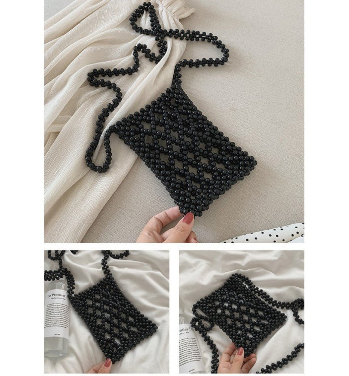 Fashion pearl woven single and versatile shoulder bag