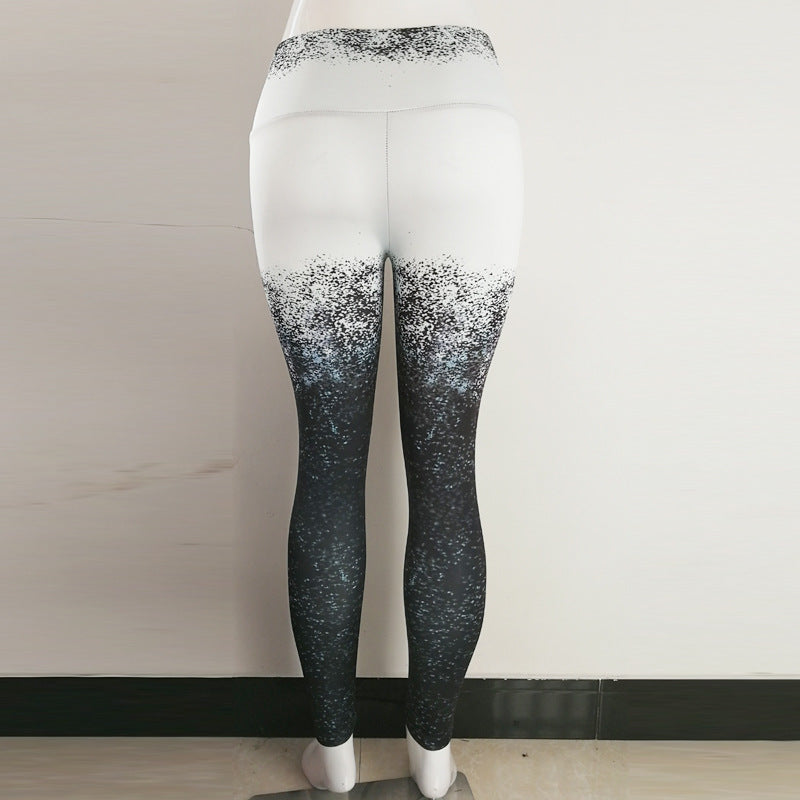 Sort-hvid gradient digitalt printede sportsyogabukser