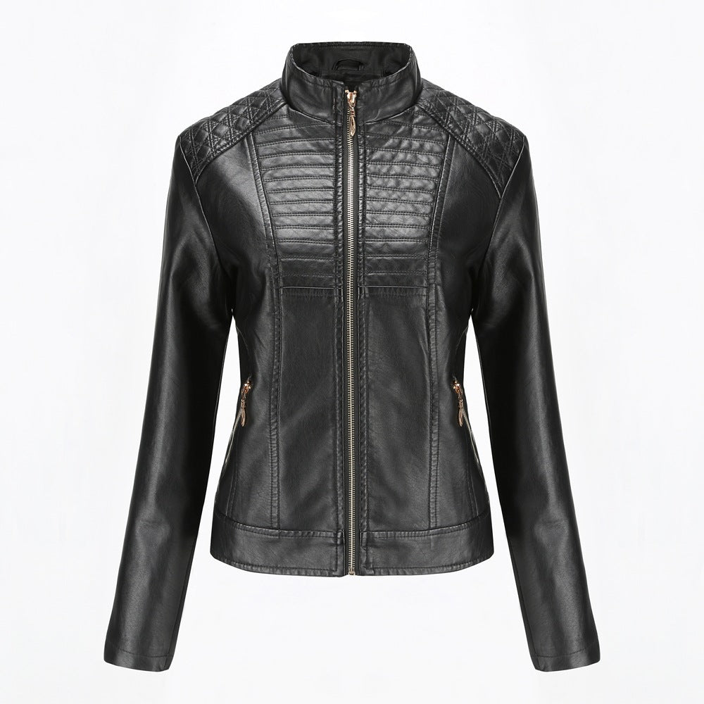 Chaqueta de cuero para motociclista para mujer