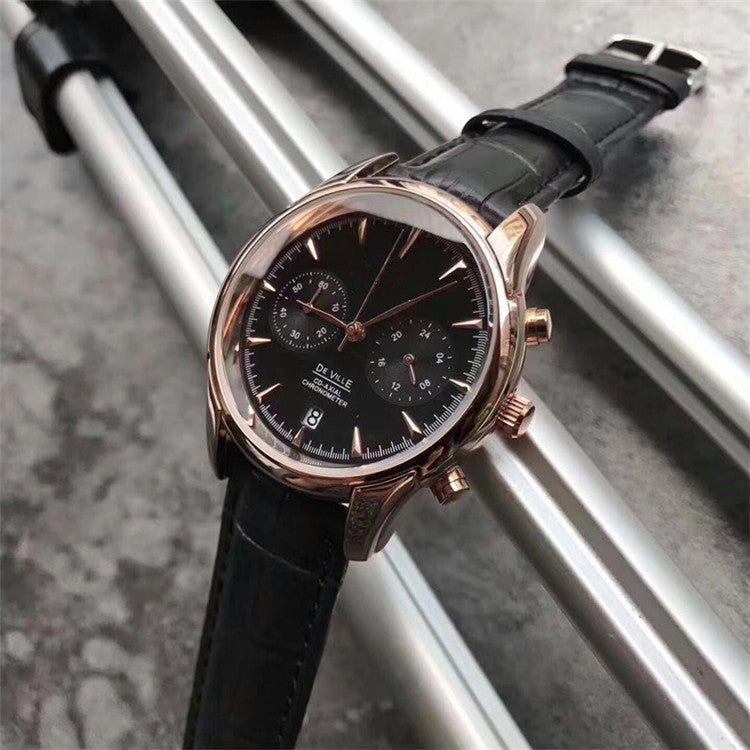 Men's waterproof leather quartz watch