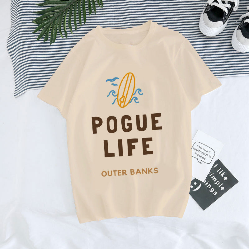 Europæisk og amerikansk digital rundhalset printet sommer T-shirt