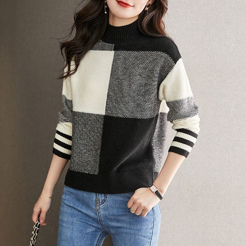 Mode Colorblock Western Style Ungdommeligt-udseende Løs Slankende Bundskjorte