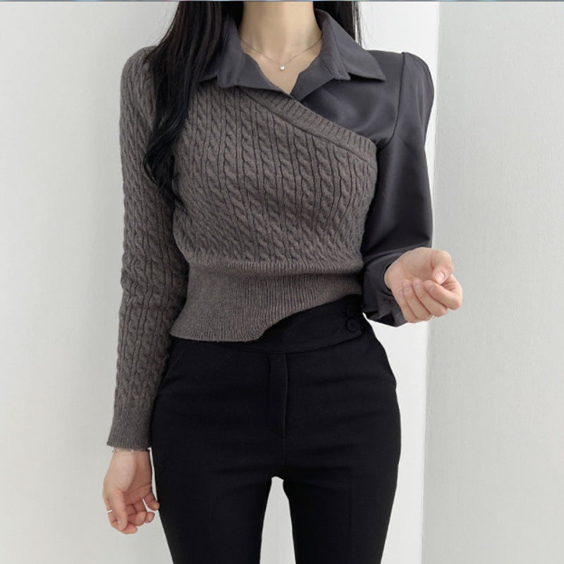 New Korean Style Stitching Temperament Top