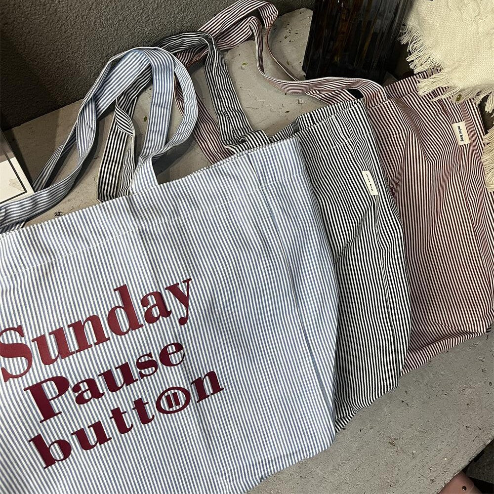 Large-Capacity Letter-Striped New Tote Bag