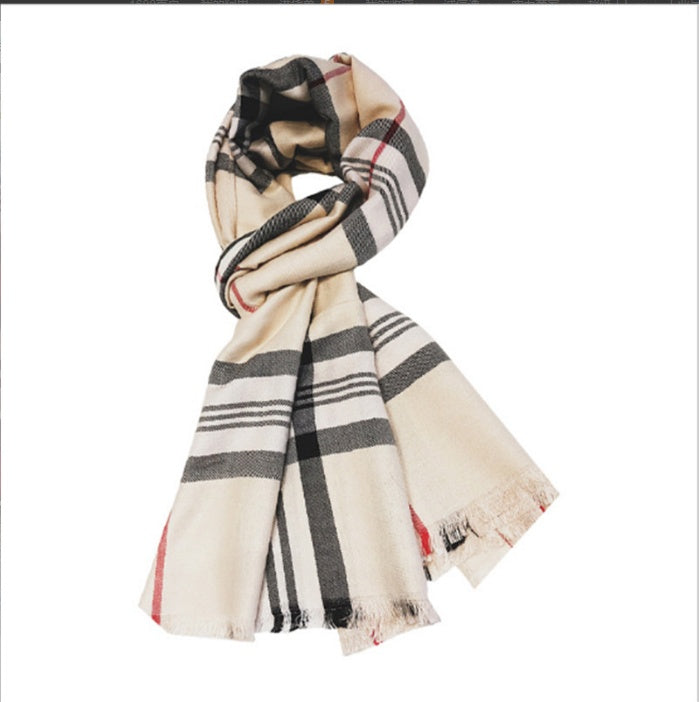 Fashion Plaid Cashmere Sjal Tofarvet Tørklæde