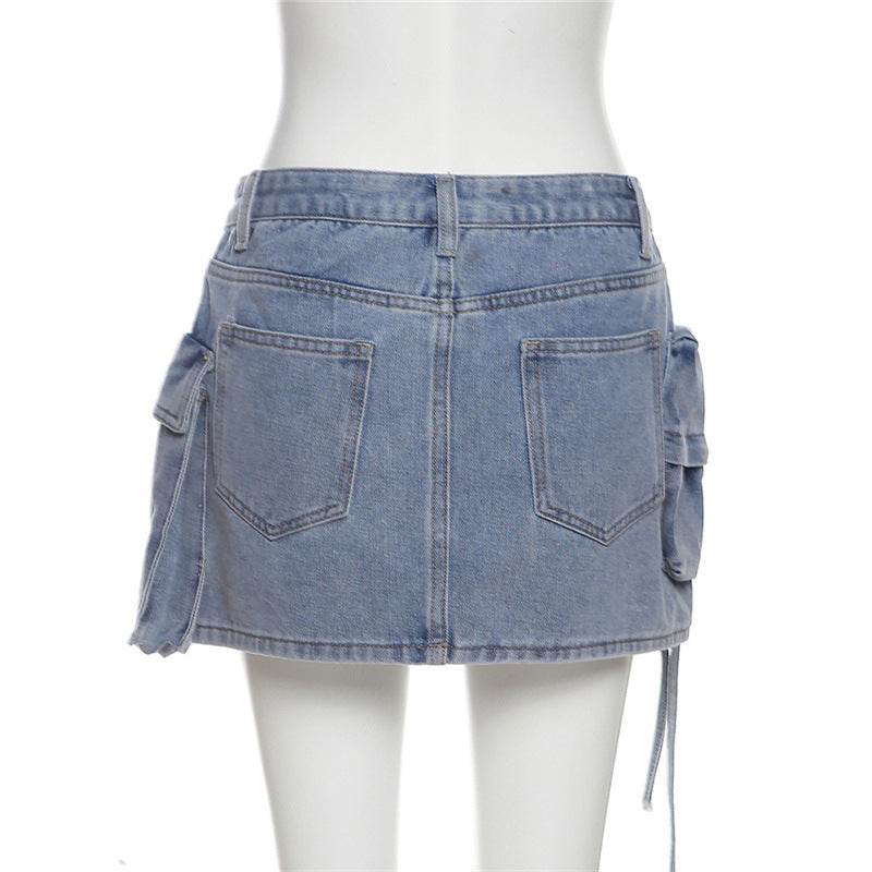 Fashion Personalized Multi-pocket Slim Fit Casual Package Hip Skirt
