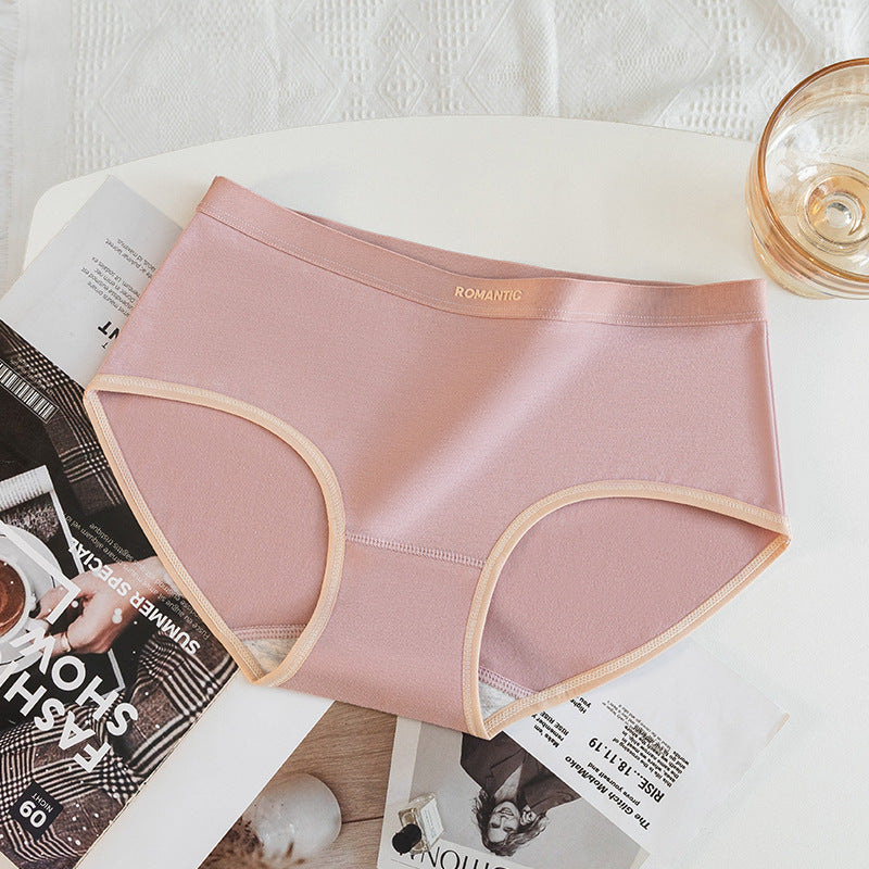 Antibacterial Mid-waist Pure Cotton Simple Women's Briefs