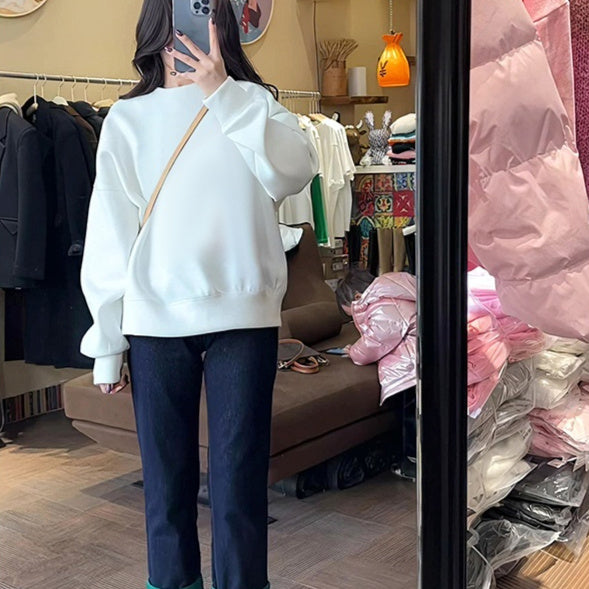 Ny løs rundhalset sweater til kvinder