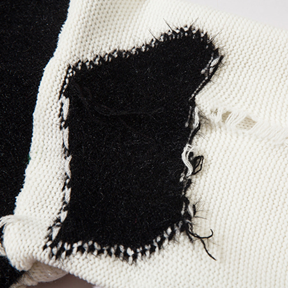 Color Contrast Patchwork Sweater Men's