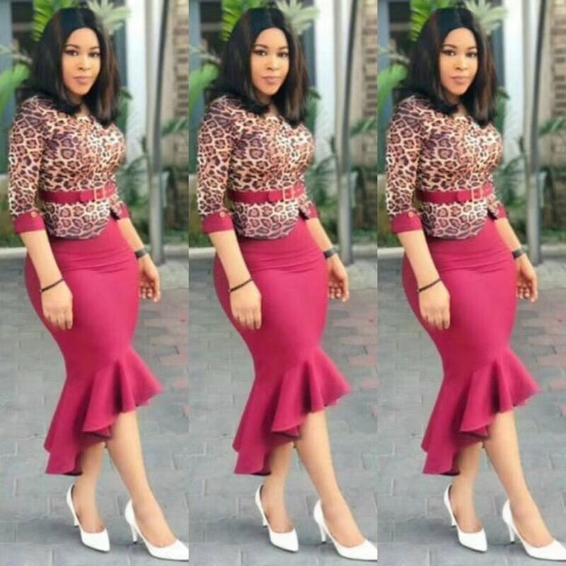 Ruffled Dress Round Neck Leopard Print