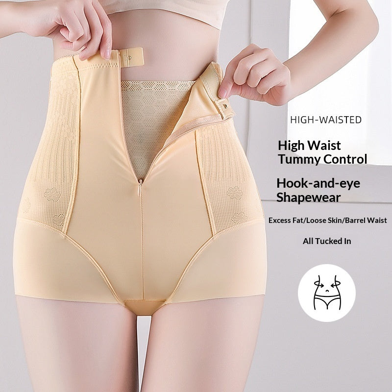 Plus-size High-waist Jacquard Zip-front Tummy-control Pants