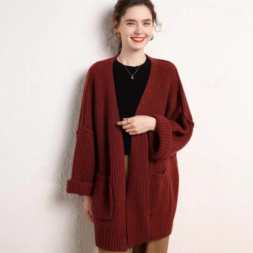 Loose Design Coarse Yarn Knitted Coat