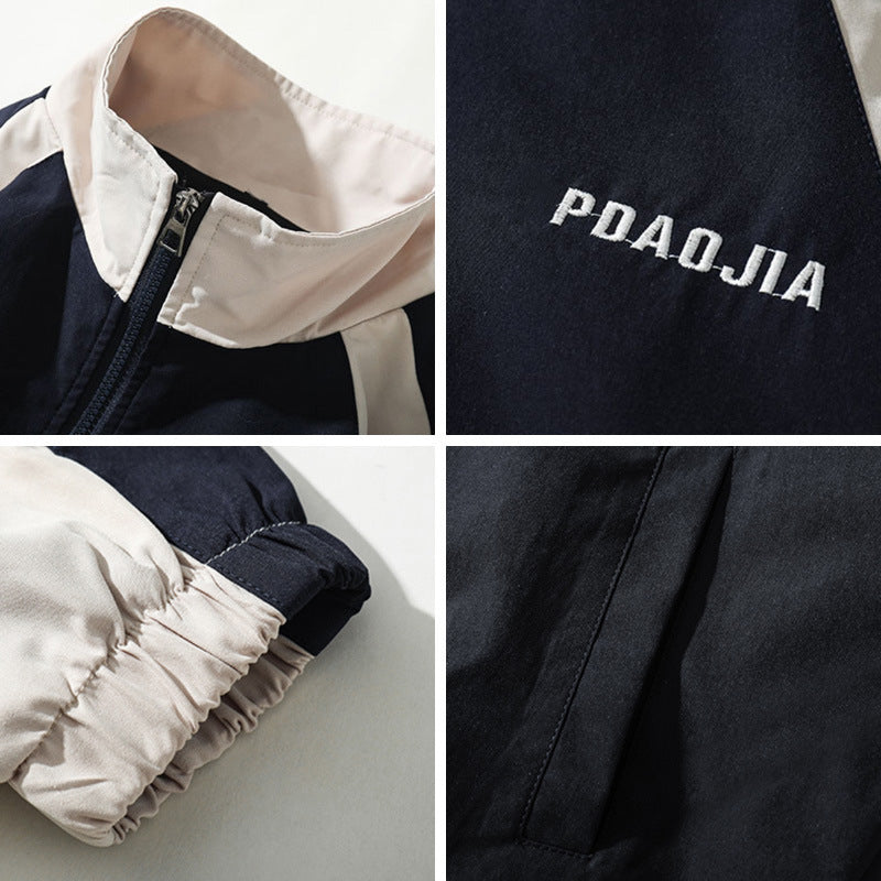 Men's Loose Japanese Style Embroidery Contrast Color Coat Jacket