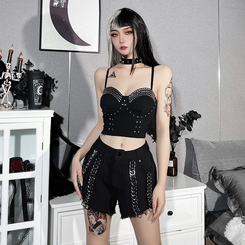 Women's Trendy Stud Metal Suspender Top