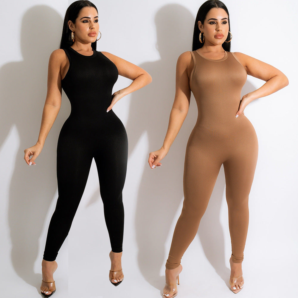 Women's Fashion Sports Casual Sleeveless Jumpsuit Trousers