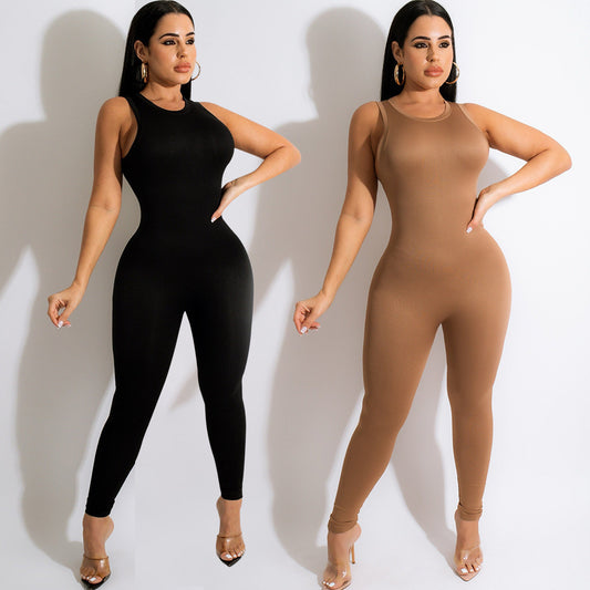 Women's Fashion Sports Casual Sleeveless Jumpsuit Trousers