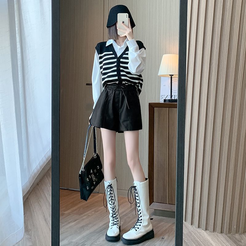 Elastic High-waisted Slimming Wide-leg Pants