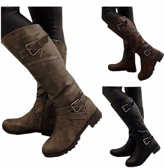 Women's shoes with large belt buckle and Knee Boots