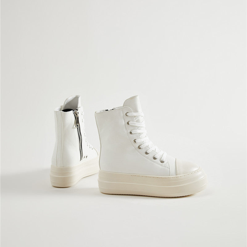 Ladies Candy Color Thick Sole Heightening Casual Shoes High Top