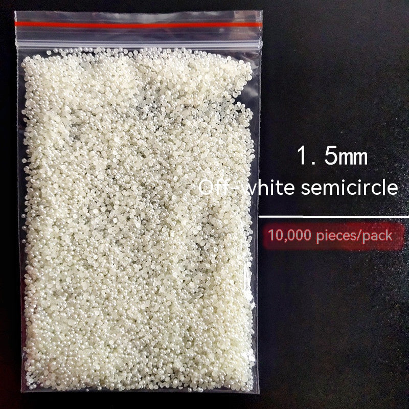 Manicure Flat Semicircle Pure White Rice White Pearl