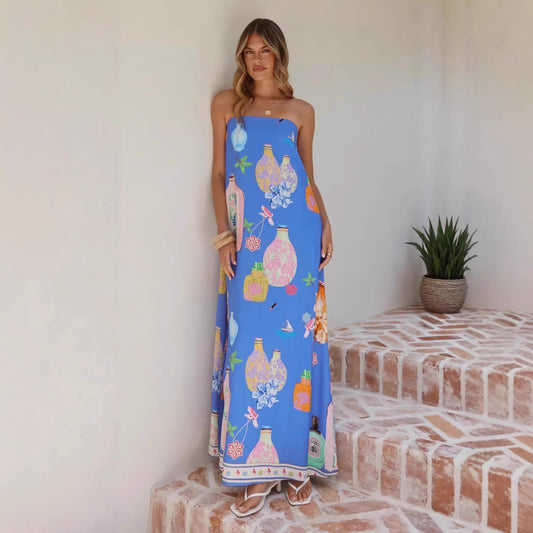 Summer New Style Tube Top Long Dress Women's