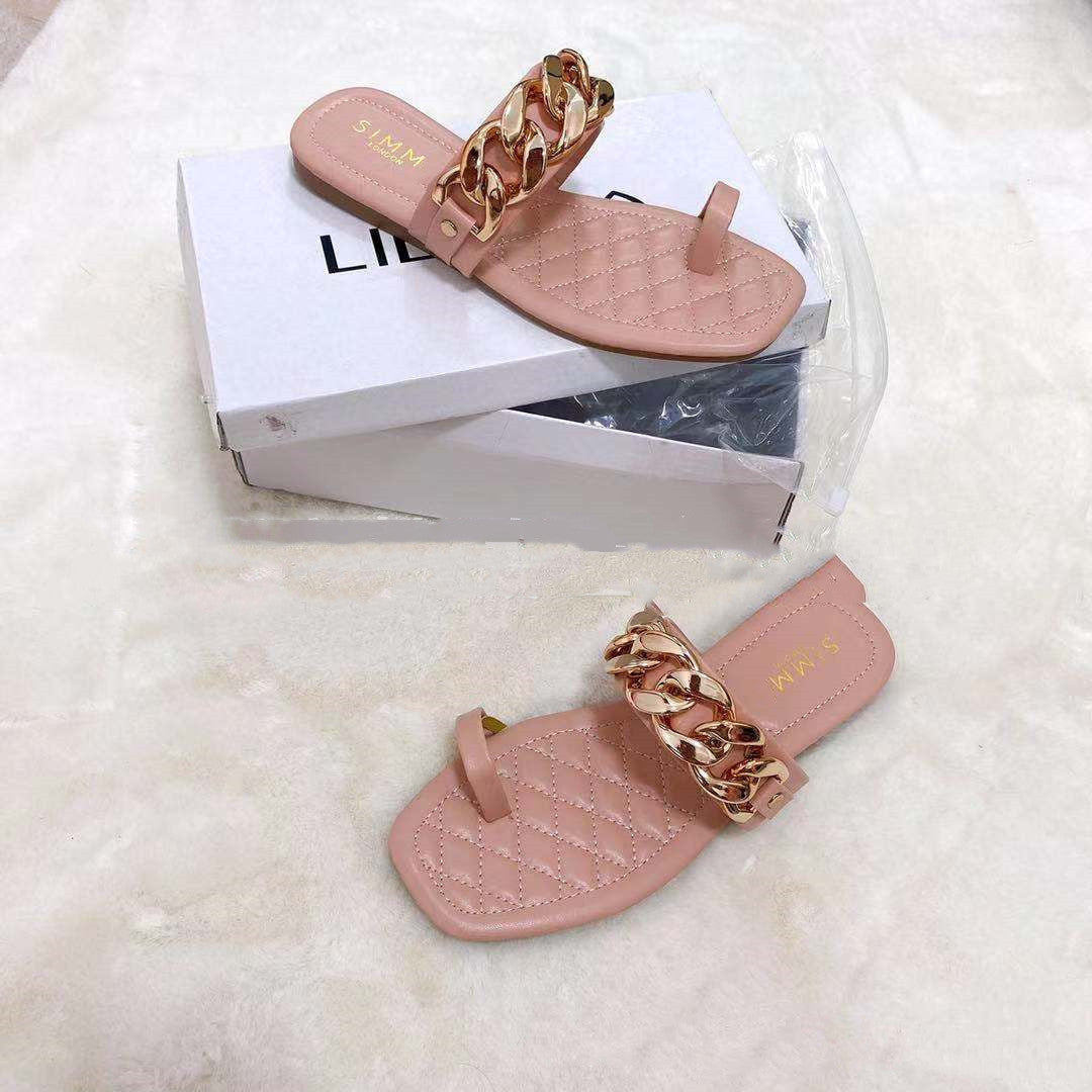 Fashion Rhinestone Slippers Daily Solid Color Flat Heel