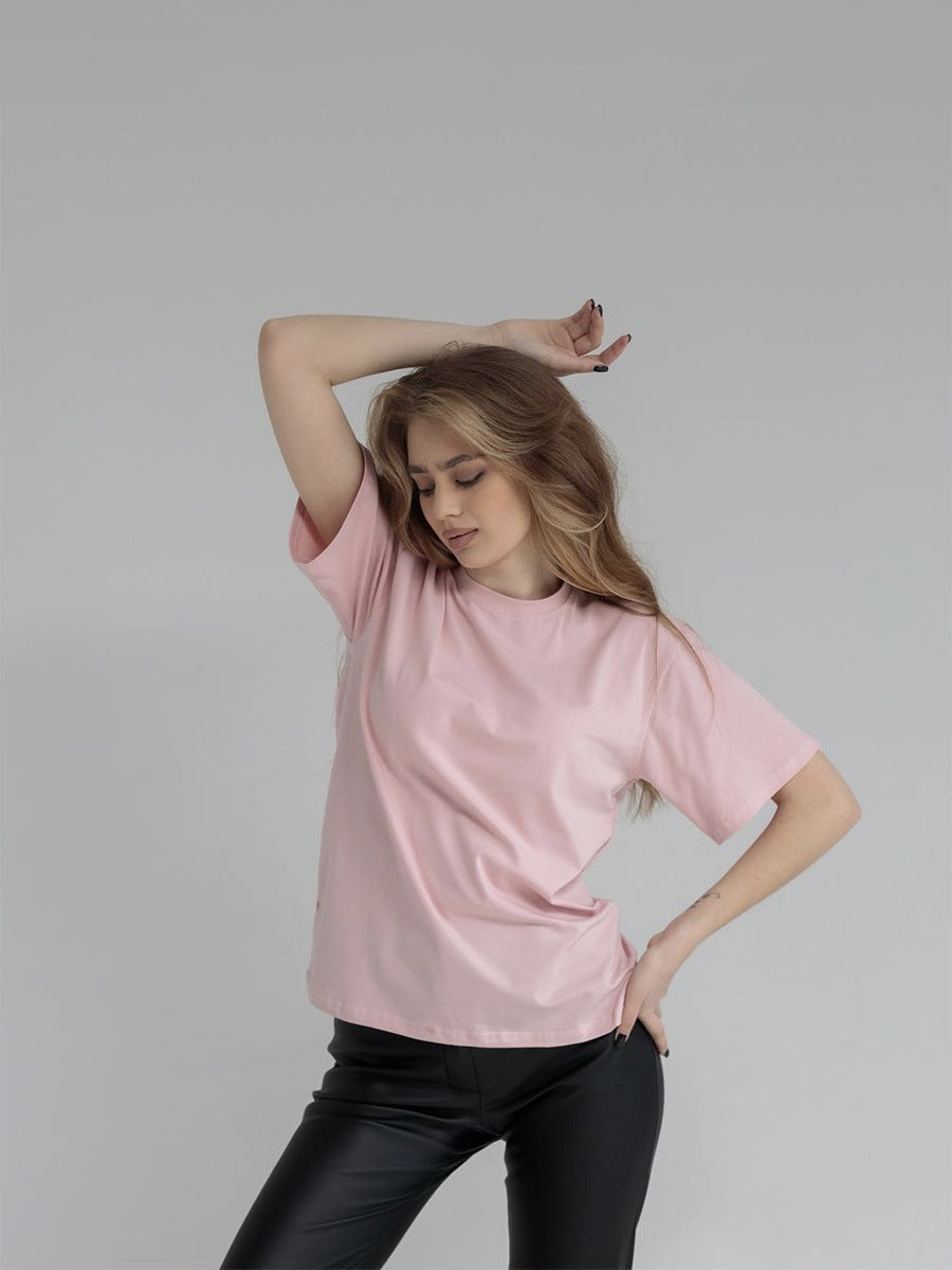 Kortærmet T-shirt-top i ren bomuld til kvinder