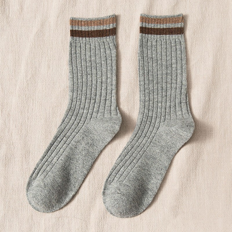 Women's Thickened Color Contrast Simple Wool Socks