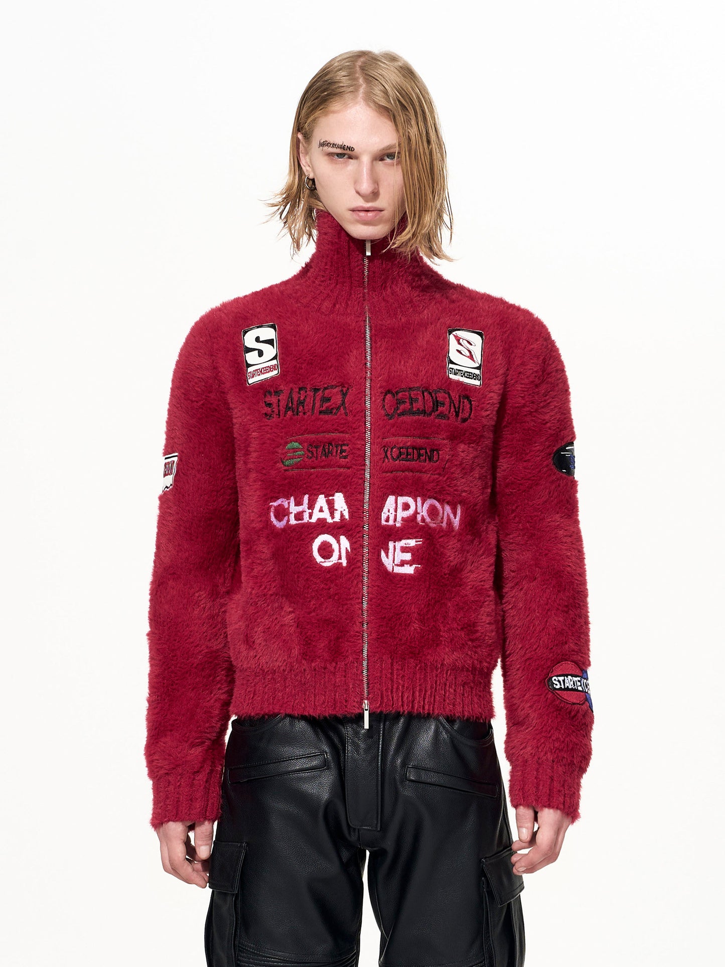 Embroidered And Printed Base-layer Shirt With A Stand-up Collar For Boys