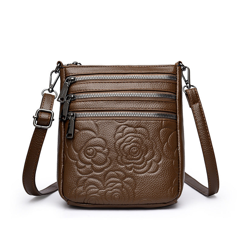 Middle-aged Lady Mother Casual Embossed Shoulder Bag Height