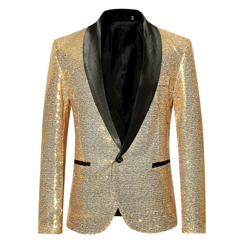 Men's Personality Solid Color Sequins Show Suit Jacket