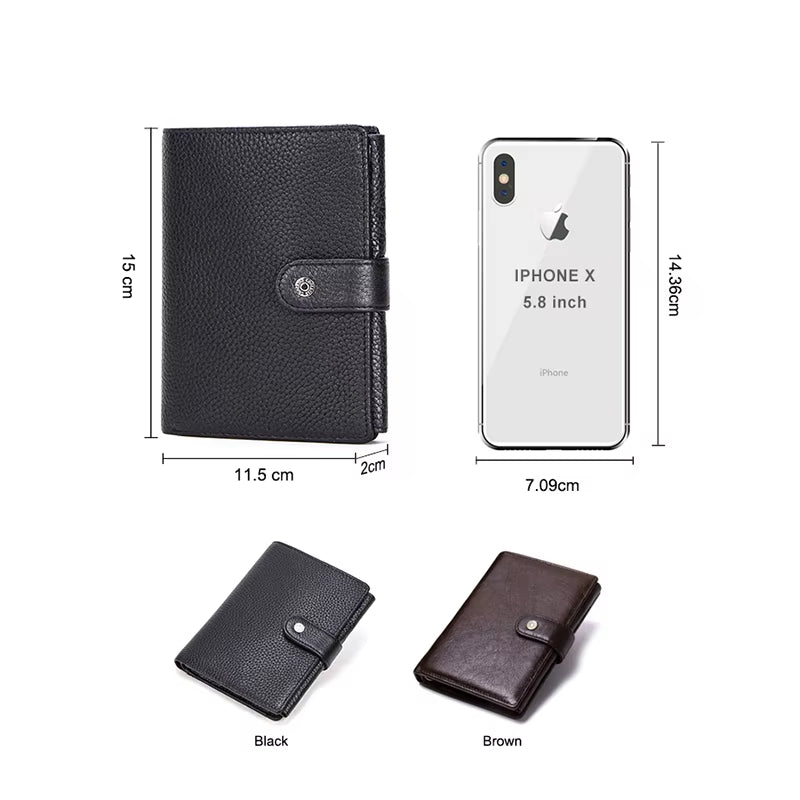 CONTACT'S Genuine Leather Men Wallet Short Trifold Casual Men'S Wallet Coin Purses Card Holders Money Clips Passport Wallet