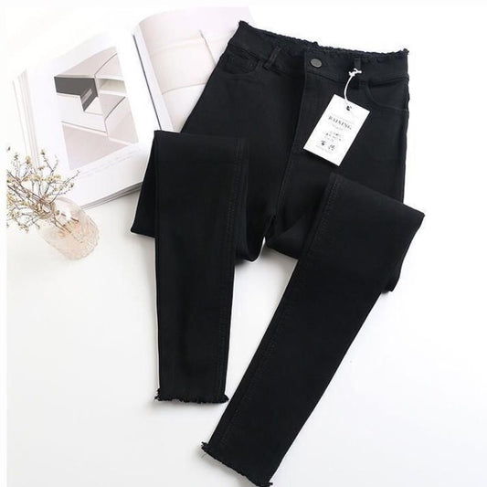 Women's spring and autumn new raw edge leggings