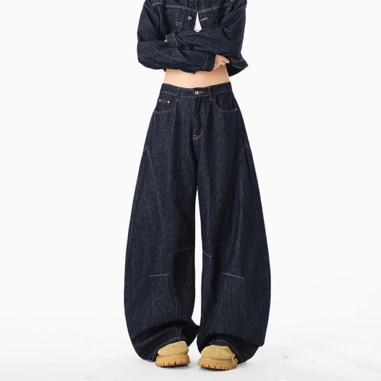 Macheteskårne denimjeans i amerikansk stil med retro og afslappet pasform