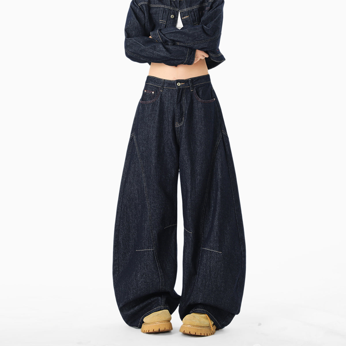 American-style Machete-cut Denim Jeans Retro And Relaxed-fit