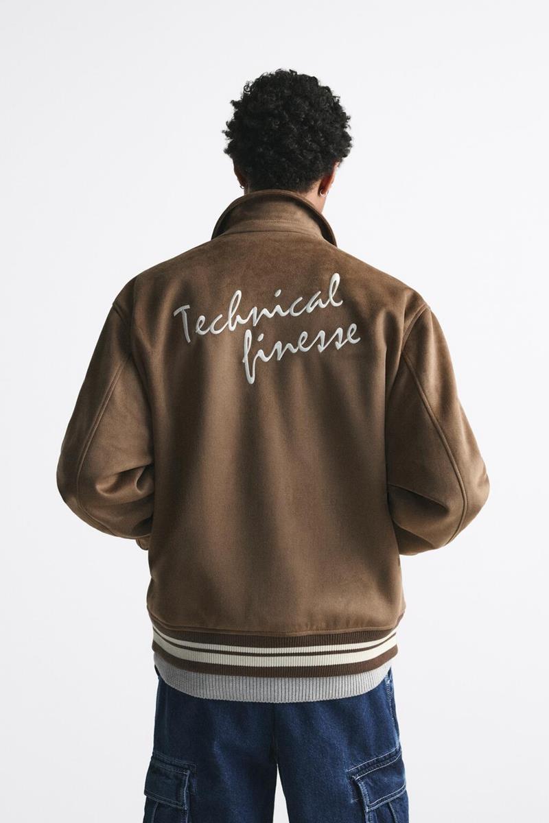 Faux Fur Baseball Uniform Jacket