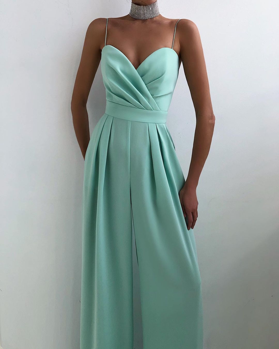 Slynge Taljetæt Lige Moppe Gulv Minimalistisk Ærmeløs Jumpsuit