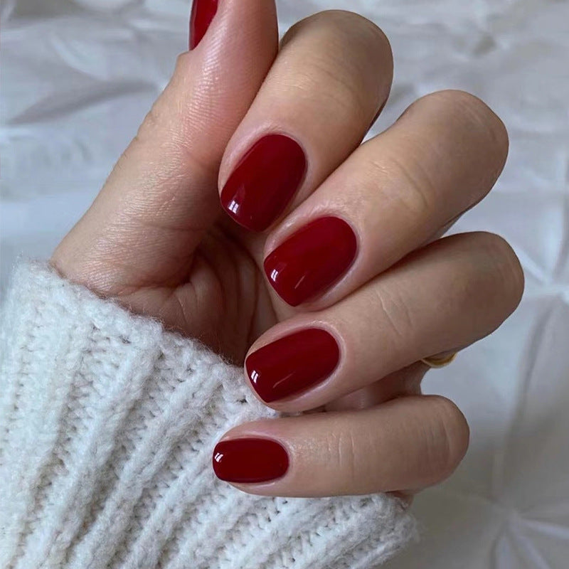 Solid Color Nail Tips Wholesale Nail Sticker Finished Product Removable Wear Finished Nail Beauty