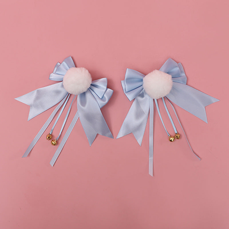 White Ball Bowknot Headdress Bell Cute