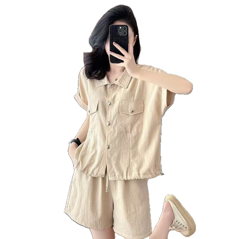 New Summer Casual Sportswear Set Solid-color Top And Shorts