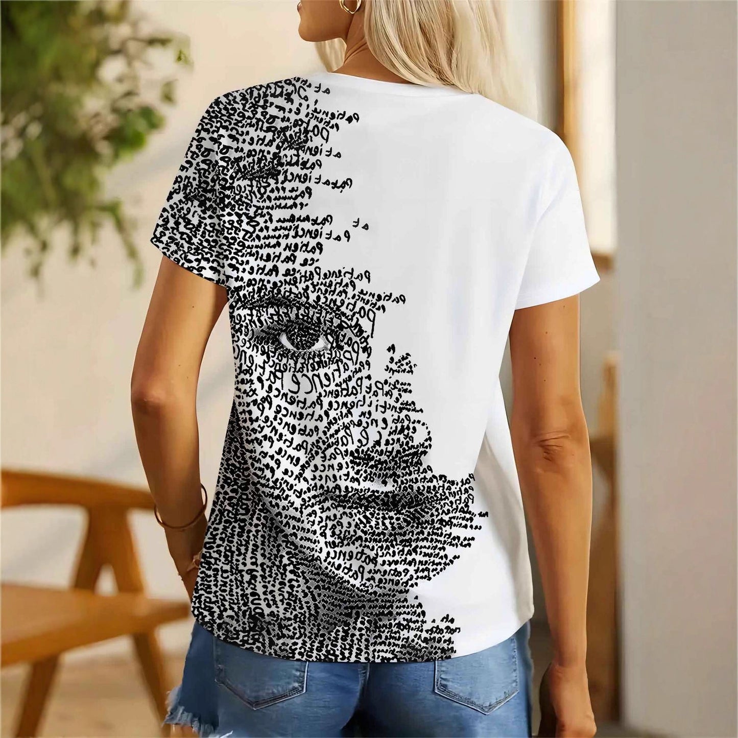 Womens Crew-neck Short-sleeve T-shirt Top