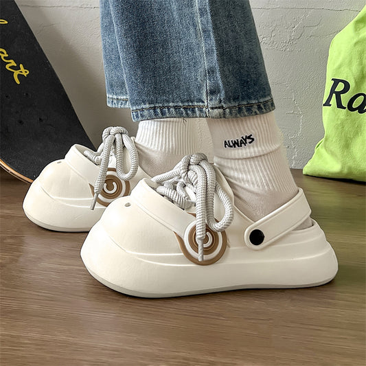 Earphone Shoes Thick Sole Height Increasing Hole Shoes Hollow Sandals
