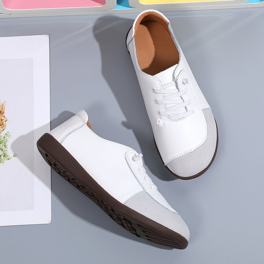Match Comfortable Retro Cowhide Soft Soled Women's Shoes